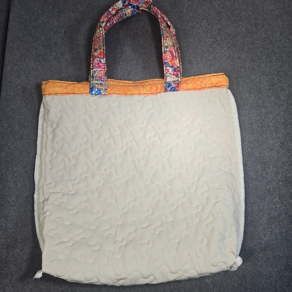 Quilted Tote Bag Purse Colorful Chicken Rooster Floral Orange Cottagecore - Picture 5 of 7